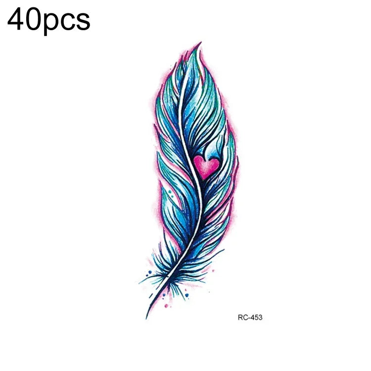 40 autocollants de tatouage éphémère imperméables, RC-445, RC-446, RC-447, RC-448, RC-449, RC-451, RC-452, RC-453, RC-454, RC-455, RC-456, RC-457