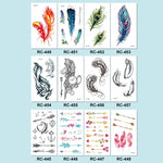 40 autocollants de tatouage éphémère imperméables, RC-445, RC-446, RC-447, RC-448, RC-449, RC-451, RC-452, RC-453, RC-454, RC-455, RC-456, RC-457