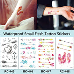 40 autocollants de tatouage éphémère imperméables, RC-445, RC-446, RC-447, RC-448, RC-449, RC-451, RC-452, RC-453, RC-454, RC-455, RC-456, RC-457