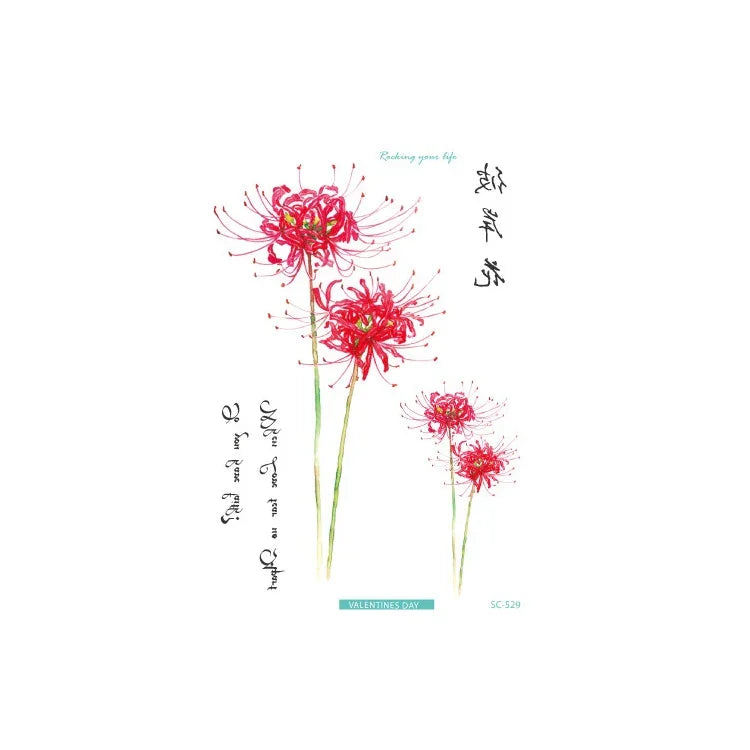 Autocollant de tatouage de bras de fleur imperméable 20 PCS, SC-529, SC-557, SC-558, SC-559, SC-561, SC-564, SC-551, SC-556, SC-552, SC-553, SC-554, SC-555