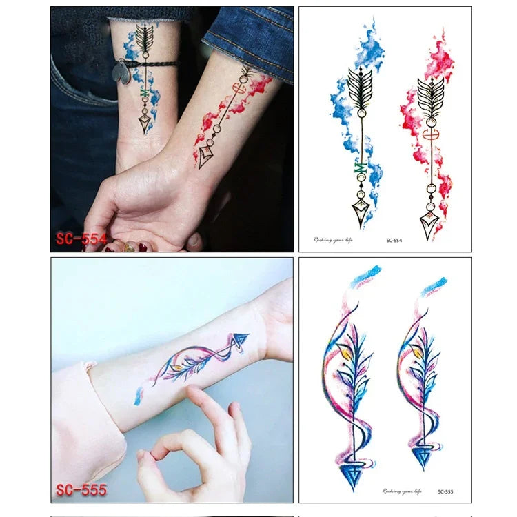 Autocollant de tatouage de bras de fleur imperméable 20 PCS, SC-529, SC-557, SC-558, SC-559, SC-561, SC-564, SC-551, SC-556, SC-552, SC-553, SC-554, SC-555