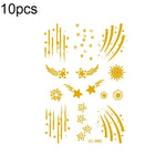 10 Pcs Autocollant de tatouage facial étanche pour festival de musique, estampage à chaud, VS-001, VS-002, VS-003, VS-004, VS-005, VS-006, VS-007, VS-008, VS-009, VS-010