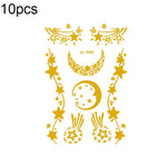 10 Pcs Autocollant de tatouage facial étanche pour festival de musique, estampage à chaud, VS-001, VS-002, VS-003, VS-004, VS-005, VS-006, VS-007, VS-008, VS-009, VS-010