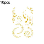 10 Pcs Autocollant de tatouage facial étanche pour festival de musique, estampage à chaud, VS-001, VS-002, VS-003, VS-004, VS-005, VS-006, VS-007, VS-008, VS-009, VS-010