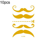 10 Pcs Autocollant de tatouage facial étanche pour festival de musique, estampage à chaud, VS-001, VS-002, VS-003, VS-004, VS-005, VS-006, VS-007, VS-008, VS-009, VS-010