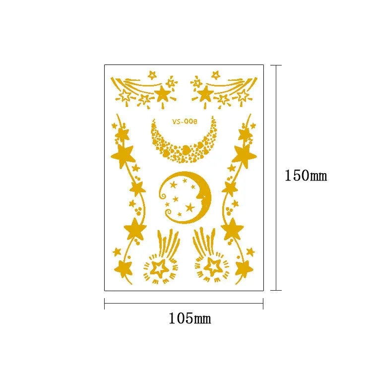 10 Pcs Autocollant de tatouage facial étanche pour festival de musique, estampage à chaud, VS-001, VS-002, VS-003, VS-004, VS-005, VS-006, VS-007, VS-008, VS-009, VS-010