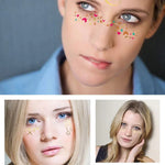 10 Pcs Autocollant de tatouage facial étanche pour festival de musique, estampage à chaud, VS-001, VS-002, VS-003, VS-004, VS-005, VS-006, VS-007, VS-008, VS-009, VS-010