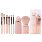 Lot de 8 pinceaux de maquillage carrés rétractables portables, pour fard à joues et fard à paupières, idéal pour les débutants, 8 en 1 (Blanc Lait), 8 en 1 (Rouge Vin), 8 en 1 (Chair), 8 en 1 (Bleu Clair)