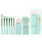 Lot de 8 pinceaux de maquillage carrés rétractables portables, pour fard à joues et fard à paupières, idéal pour les débutants, 8 en 1 (Blanc Lait), 8 en 1 (Rouge Vin), 8 en 1 (Chair), 8 en 1 (Bleu Clair)