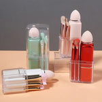 Lot de 8 pinceaux de maquillage carrés rétractables portables, pour fard à joues et fard à paupières, idéal pour les débutants, 8 en 1 (Blanc Lait), 8 en 1 (Rouge Vin), 8 en 1 (Chair), 8 en 1 (Bleu Clair)