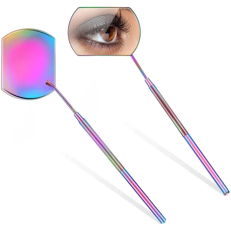 Miroir d'inspection à main pour extensions de cils, lentille rectangulaire, miroir anti-déformation pour racines, miroir anti-buée pour cils, classification des couleurs : coloré, coloré, noir titane, or rose, doré, argenté