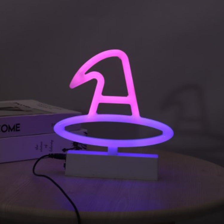 Lumières de décoration d'ambiance festive néon LED pour bar ou boutique, Chapeau de sorcière, Balai de sorcière, Bouteille ronde, Bouteille longue, Crâne, Bonbon, Boo, Chauve-souris, Œil