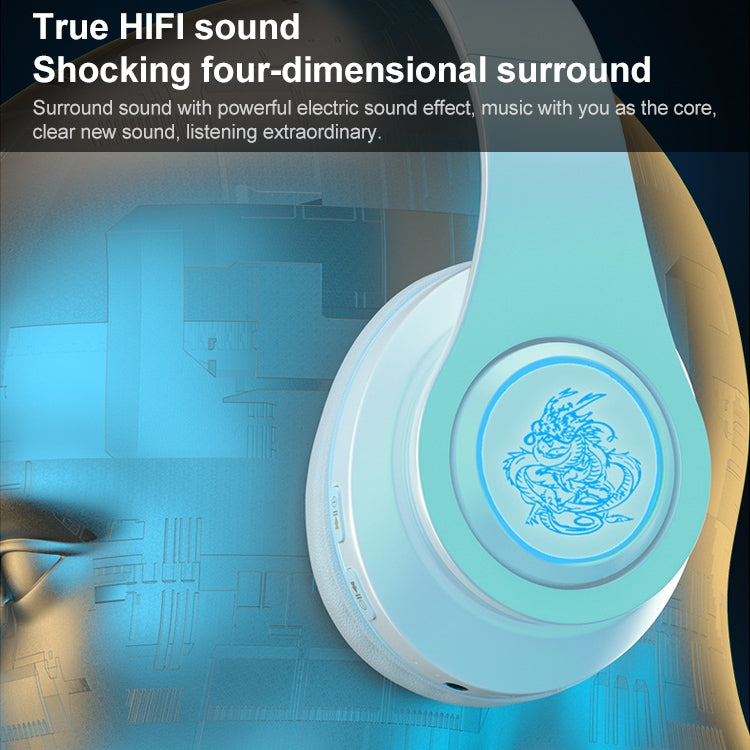 Casque Bluetooth sans fil B39 Subwoofer avec lumière respirante, prise en charge de la carte TF
