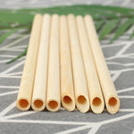 10 pailles en bambou biodégradables naturelles pour jus, café, thé aux perles, style : 20 cm plat, 20 cm biseauté