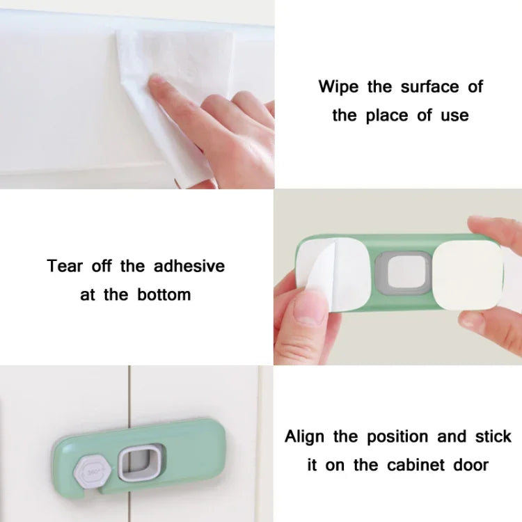 Verrou de sécurité de porte anti-pincement pour enfants, Gris clair, Vert