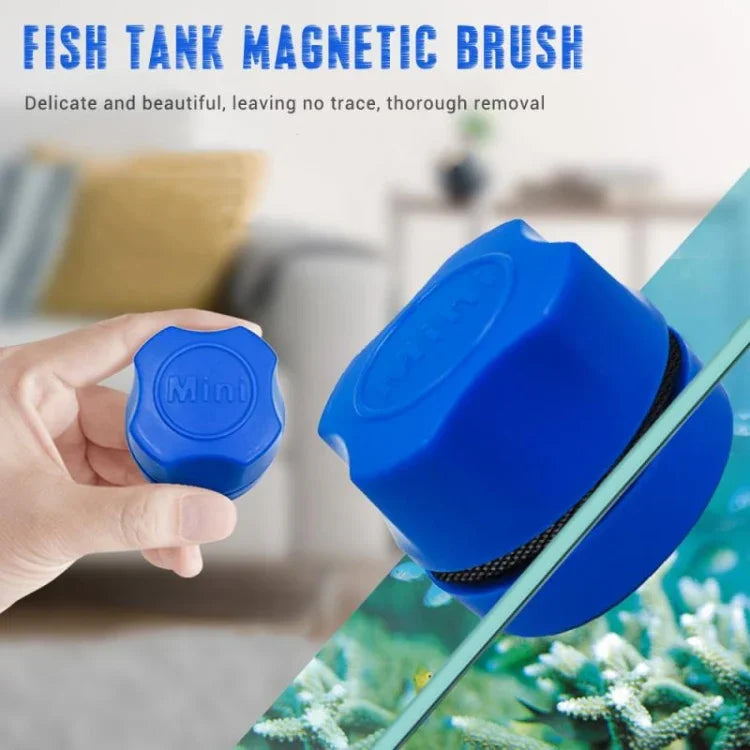 Brosse de nettoyage magnétique double face pour aquarium, Bleu, Blanc, Noir