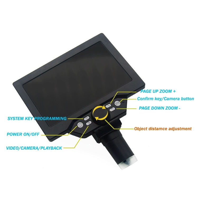 G1200D Écran LCD 7 pouces 1200X Microscope de bureau électronique numérique portable, prise EU avec batterie, prise US avec batterie, prise AU avec batterie, prise UK avec batterie