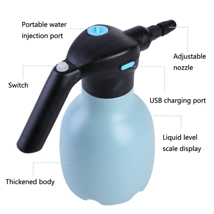 Arrosoir électrique de jardin de 1,5L, appareil d'arrosage à main pour fleurs domestiques, Bleu, Bleu + buse universelle