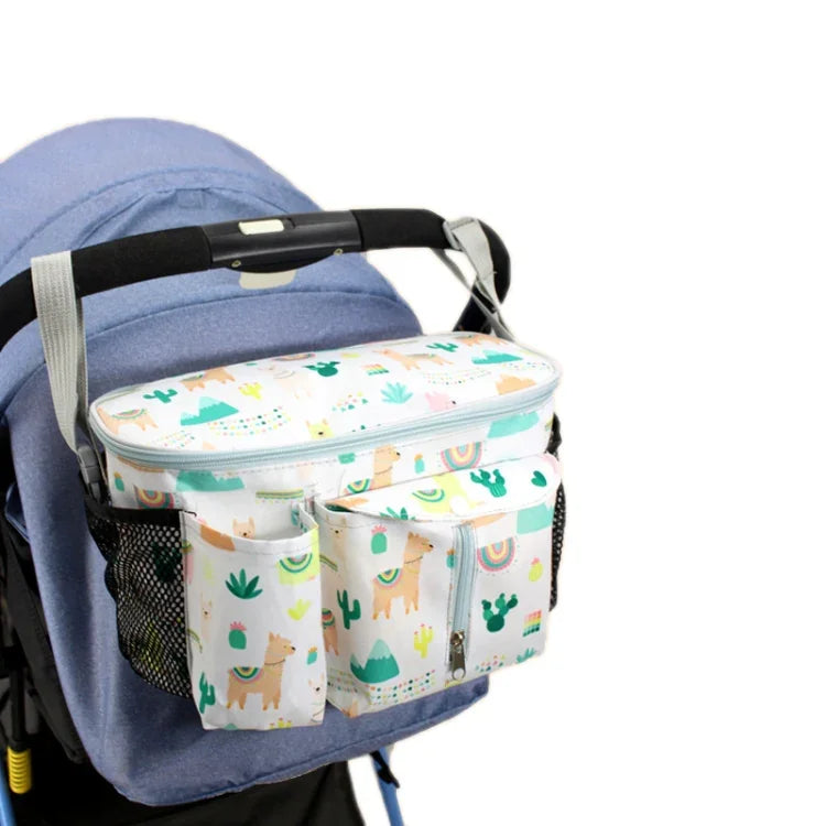 Sac de Rangement Multifonctionnel pour Poussette, Dinosaure Blanc, Zoo Jaune, Agneau Vert, Alpaga Blanc, Hibou Tibétain, Cerf Denglin, Zoo Jaune + Poche Latérale, Agneau Vert + Poche Latérale, Alpaga Blanc + Poche Latérale, Hibou Tibétain + Poche Latérale