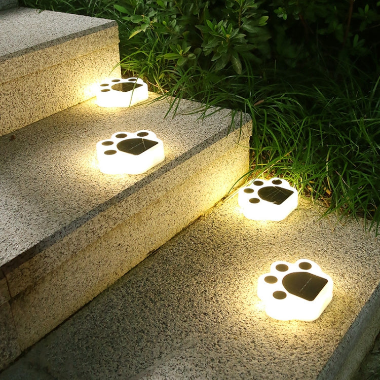 Lampe enterrée solaire à LED pour cour, motif patte d'ours, lumière blanche, lumière chaude