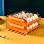 Boîte de rangement pour œufs à double tiroir, Orange, Blanc, Gris