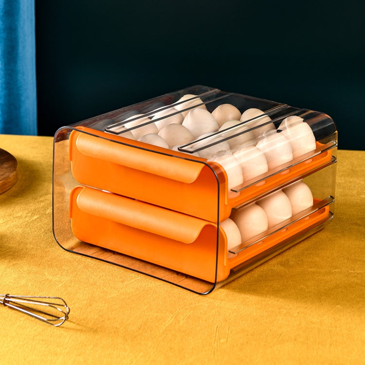 Boîte de rangement pour œufs à double tiroir, Orange, Blanc, Gris