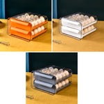 Boîte de rangement pour œufs à double tiroir, Orange, Blanc, Gris