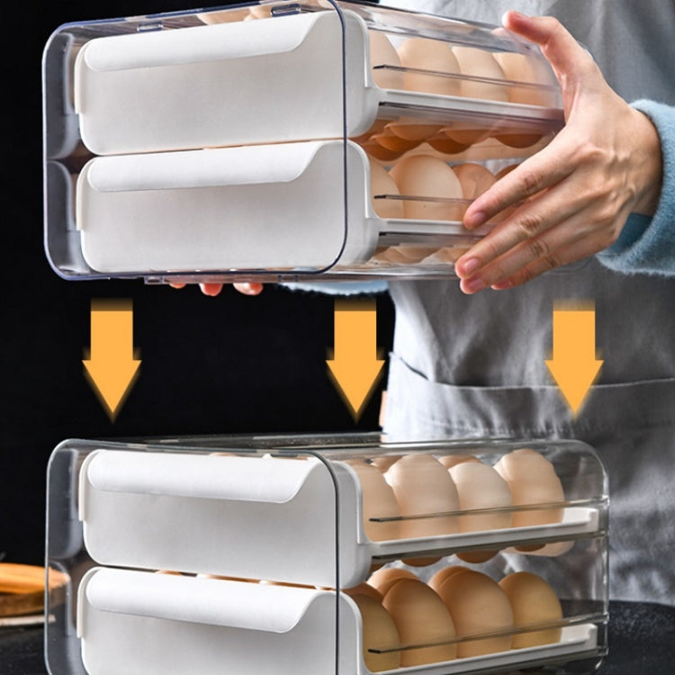 Boîte de rangement pour œufs à double tiroir, Orange, Blanc, Gris