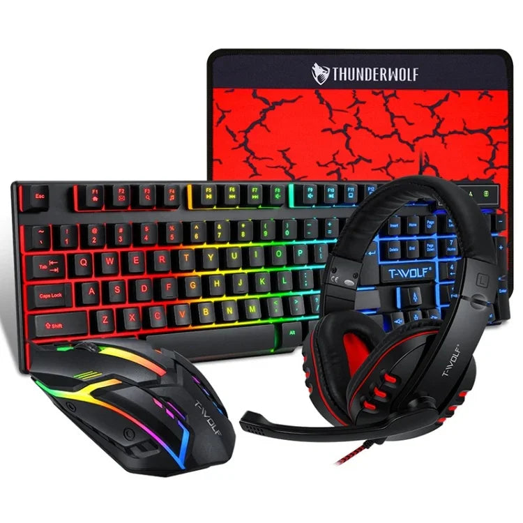 Ensemble clavier, souris et casque de jeu lumineux 4 en 1 T-WOLF TF-800