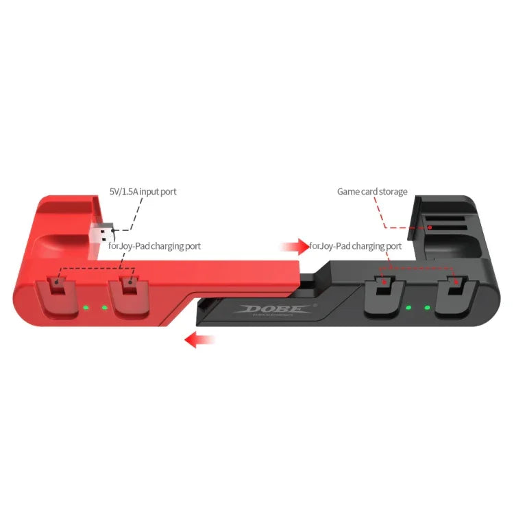 Station de charge DOBE TNS-0122 4 en 1 pour manette Switch OLED, TNS-0122 Rouge Noir, TNS-0122 Blanc Noir