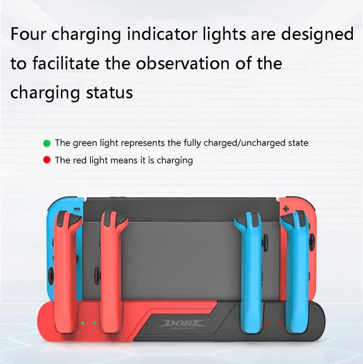 Station de charge DOBE TNS-0122 4 en 1 pour manette Switch OLED, TNS-0122 Rouge Noir, TNS-0122 Blanc Noir