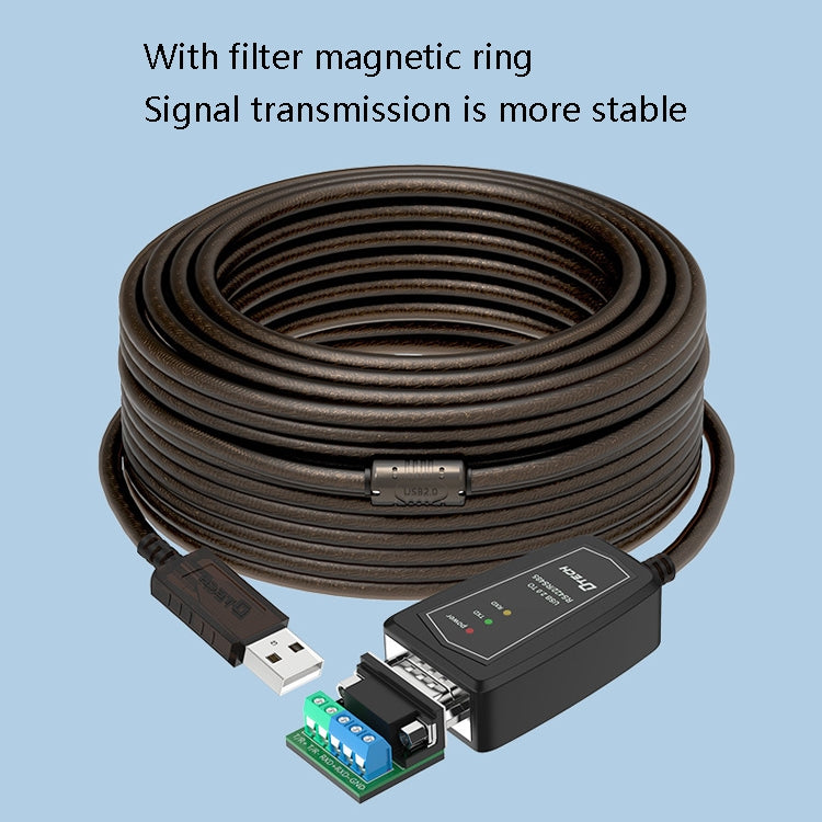 Câble de conversion USB vers RS485 / RS422 DTECH DT-5019, puce FT232, longueur : 0,5 m, 1,5 m