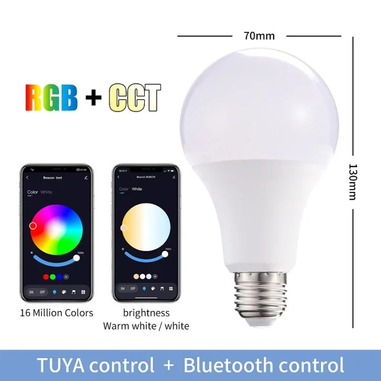 2 PCS Tuya TY-10W RVB+CCT Ampoule LED Intelligente à Contrôle par Téléphone Portable Bluetooth