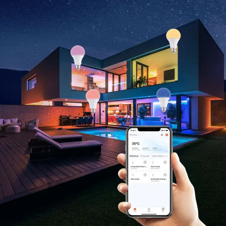2 PCS Tuya TY-10W RVB+CCT Ampoule LED Intelligente à Contrôle par Téléphone Portable Bluetooth