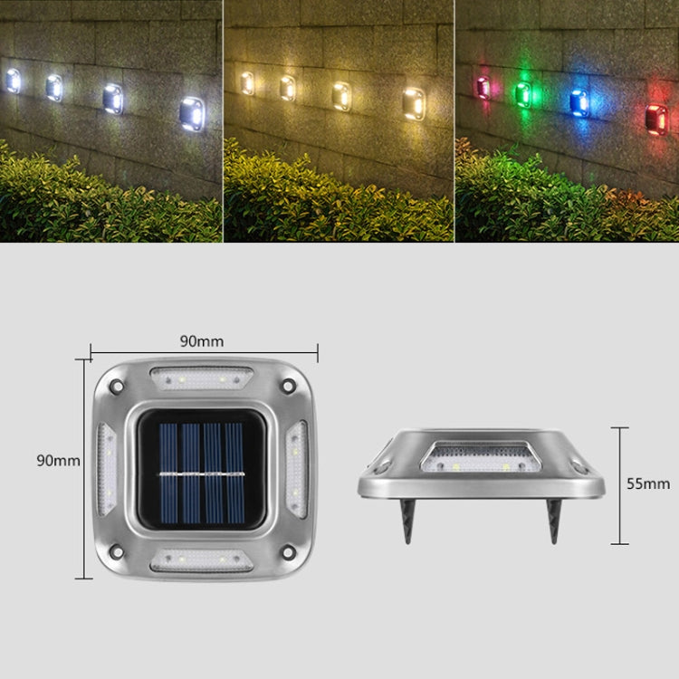8 LED Lampe Solaire Murale Extérieure Acier Inoxydable Lumière Enterrée, Lumière Blanche, Lumière Chaude, Lumière Colorée
