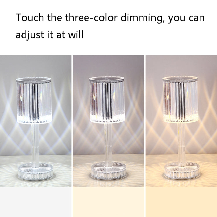 Lampe de table USB tactile en cristal diamant, Rechargeable USB (Lumière tricolore), Rechargeable USB (RGB avec télécommande 16 couleurs)