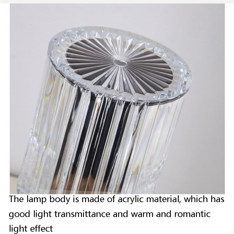 Lampe de table USB tactile en cristal diamant, Rechargeable USB (Lumière tricolore), Rechargeable USB (RGB avec télécommande 16 couleurs)