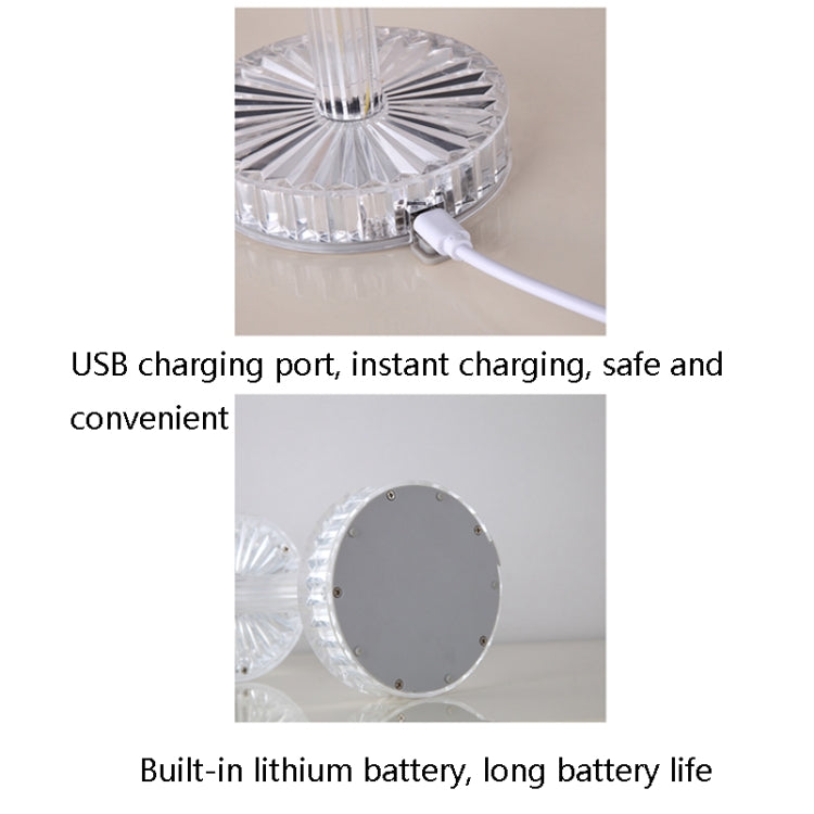 Lampe de table USB tactile en cristal diamant, Rechargeable USB (Lumière tricolore), Rechargeable USB (RGB avec télécommande 16 couleurs)