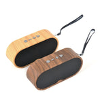 Enceinte Bluetooth Mini Rétro Grain de Bois F3 Support Carte TF, Grain Foncé, Grain Clair