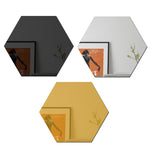 YM300 16 PIÈCES / Ensemble Autocollants muraux personnels pour la maison Miroir décoratif mural en acrylique, Hexagone Noir, Hexagone Argent, Hexagone Or, Quatuor Noir, Quatuor Argent, Quatuor Or, Triangle Noir, Triangle Argent, Triangle Or