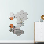 YM300 16 PIÈCES / Ensemble Autocollants muraux personnels pour la maison Miroir décoratif mural en acrylique, Hexagone Noir, Hexagone Argent, Hexagone Or, Quatuor Noir, Quatuor Argent, Quatuor Or, Triangle Noir, Triangle Argent, Triangle Or