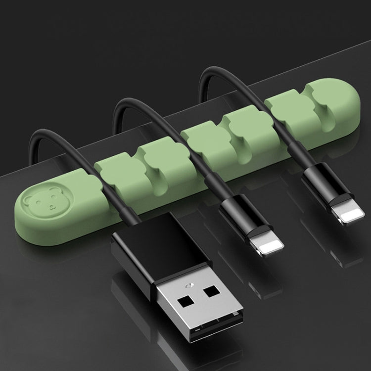 Dispositif de rangement et de fixation de câble de données en silicone en forme d'ours à 6 trous, 6 trous