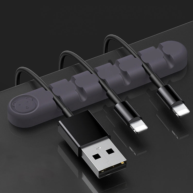 Dispositif de rangement et de fixation de câble de données en silicone en forme d'ours à 6 trous, 6 trous