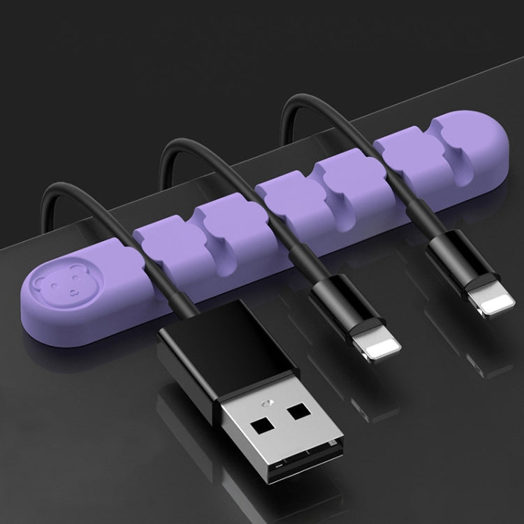 Dispositif de rangement et de fixation de câble de données en silicone en forme d'ours à 6 trous, 6 trous
