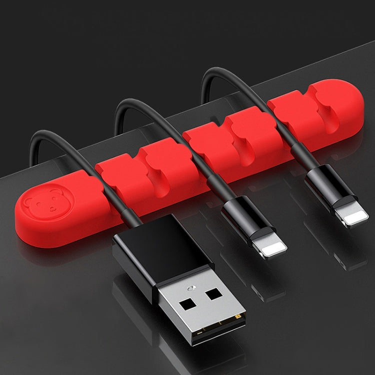 Dispositif de rangement et de fixation de câble de données en silicone en forme d'ours à 6 trous, 6 trous