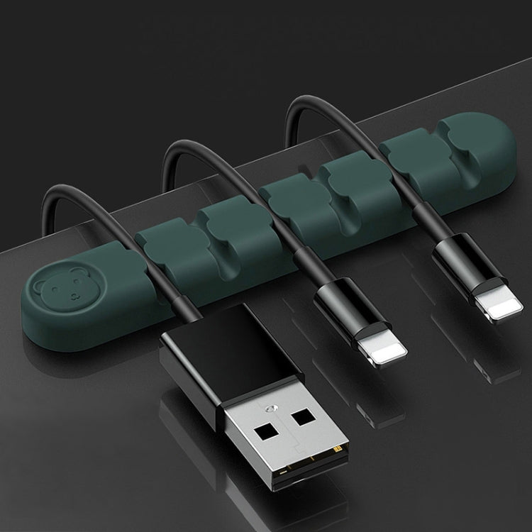 Dispositif de rangement et de fixation de câble de données en silicone en forme d'ours à 6 trous, 6 trous