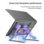 BONERUY P11F Support de refroidissement pour ordinateur portable avec ventilateur, en alliage d'aluminium, Gris, Argent, Gris avec câble Type-C, Argent avec câble Type-C