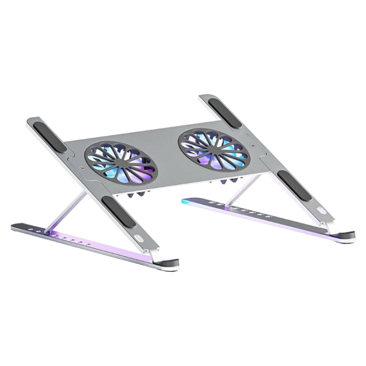 BONERUY P11F Support de refroidissement pour ordinateur portable avec ventilateur, en alliage d'aluminium, Gris, Argent, Gris avec câble Type-C, Argent avec câble Type-C