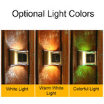 6 lampes murales solaires d'extérieur à LED en acier inoxydable, lumière blanche, lumière chaude, lumière colorée