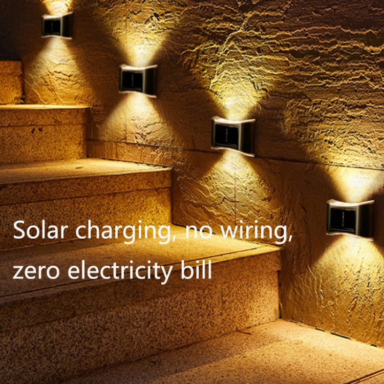 6 lampes murales solaires d'extérieur à LED en acier inoxydable, lumière blanche, lumière chaude, lumière colorée